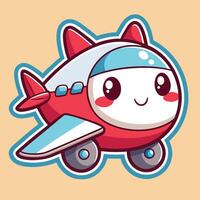 a cute cartoon airplane with a smiley face vector