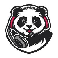 a panda wearing headphones and a headset vector