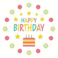 designs happy birthday card with colorful balloons and cake vector
