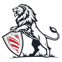 lion with shield illustration vector