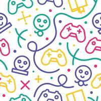 designs a colorful pattern with game controllers and other items vector