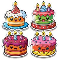 four different stickers with candles vector