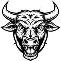 designs an angry bull head with horns and teeth vector