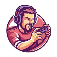 a man with headphones and a controller is playing a game vector