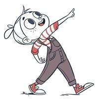a cartoon boy pointing to something vector