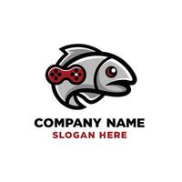 a fish with a controller logo vector