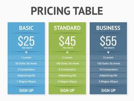 Pricing table template vector