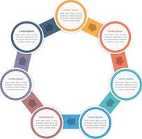 Circle diagram infographic template with seven steps vector