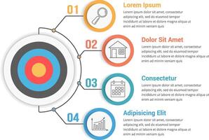 Infographic template with target and four elements vector