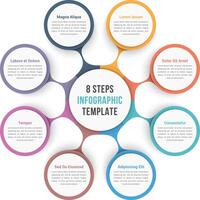 Circle diagram infographic template with eight steps vector