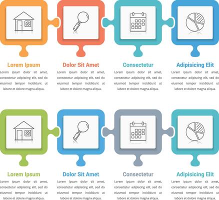 Infographic template with four puzzle pieces