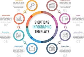 Circle infographic template with eight options vector