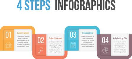 Infographic template with four connected steps or options vector