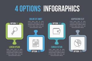 Infographic template with four options, puzzle pieces vector