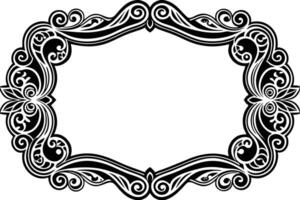 black white ornate frame with swirls vector