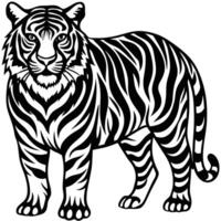 designs a tiger is standing in a black and white design vector
