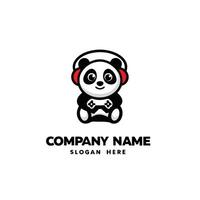 designs panda bear playing games logo design vector