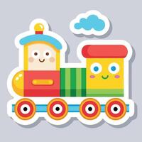a sticker with a cartoon train on it vector