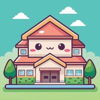a cartoon house with a big smile on its face vector