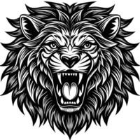 designs lion head with open mouth and fangs vector
