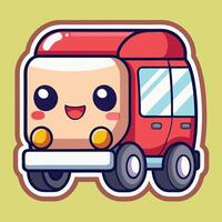 cute little bus with a smiley face on it vector