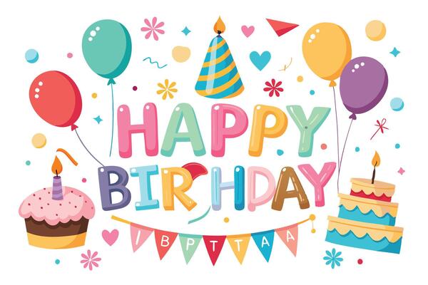 happy birthday card with balloons ,.