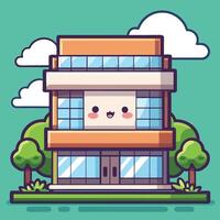 cartoon building with a smiling face, vector