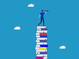 man standing on top of stack of books vector
