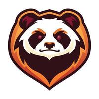 a panda bear head with a red eye vector