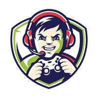 a cartoon character with headphones and a controller design art vector