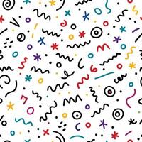 seamless pattern with colorful doodles on white backgroun design artd vector