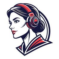 a woman with headphones vector