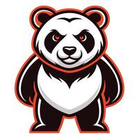 a panda bear mascot with a red and black background vector