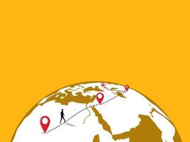 man on World map pin. Missions and objectives vector
