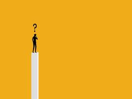 Businessman standing and making decision on top of bar vector