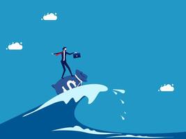 a man standing on top of a wave vector