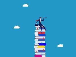 businessman standing on top of stack of books vector
