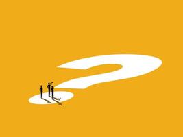 Problems and Hopes. teamBusinessman stands on question mark vector