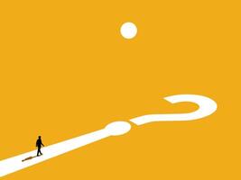Problems, challenges. Businessman on the road of question mark vector