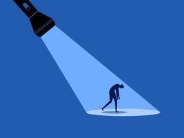 Pay attention, support, help. Flashlight shines on the hopeless vector
