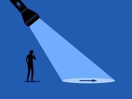 Ambition, help support. Businessman follows the arrow to opportunity vector