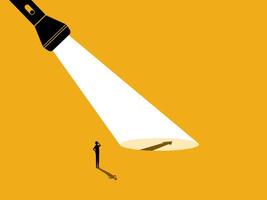 Help show the way or solve the problem. man follows the arrow to opportunity vector