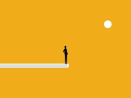 Problem, Risk. Confident Businessman Standing at the End of the Board vector