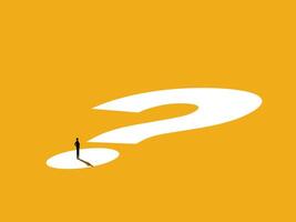 Problems and Opportunities. Businessman stands on question mark vector