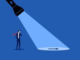 Diverse business paths, help guide the way. Businessman follow the guiding light vector