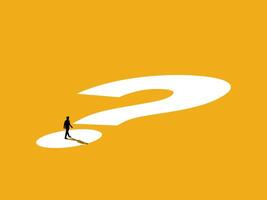 Problems and Uncertainty. Businessman walks on question mark vector