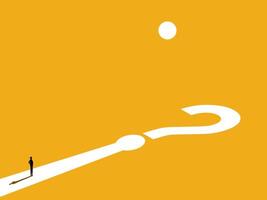 Problem solving path. Businessman on the road of question mark vector