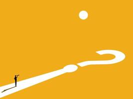 Predict problems, obstacles. Businessman on the road of question mark vector