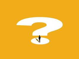 Business Problems and Future. Businessman stands on question mark vector