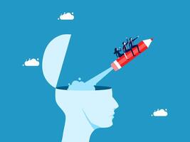 team businessman is sitting on top of a head with a pencil in it vector